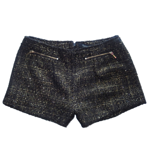 Forever 21 Pants - Forever 21 Black and Gold Sparkle Tweed Shorts S